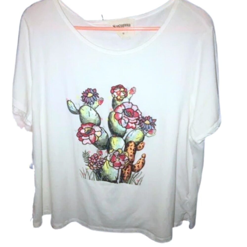 Size-1X Savanna Jane Embroidered Cactus Shirt